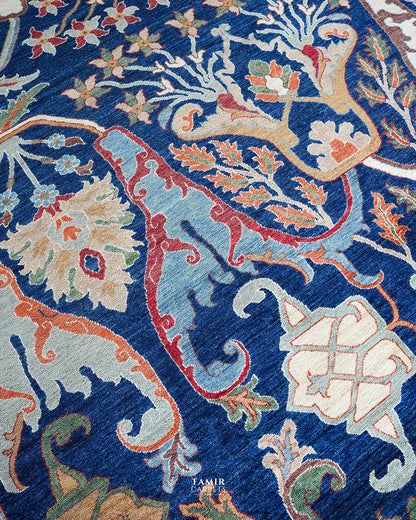 Bidjaar Afghan handmade vegetable-dyed organic handspun wool rug, 9x12 ft