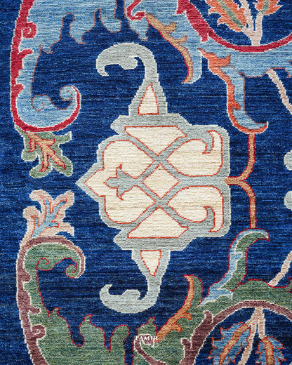 Bidjaar Afghan handmade vegetable-dyed organic handspun wool rug, 9x12 ft