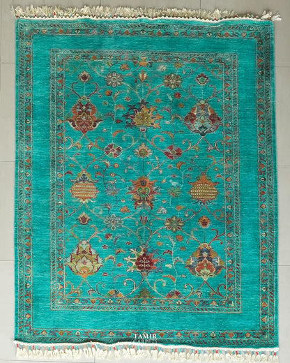 Sultani Afghan handmade organic handspun wool rug, 5x7 ft
