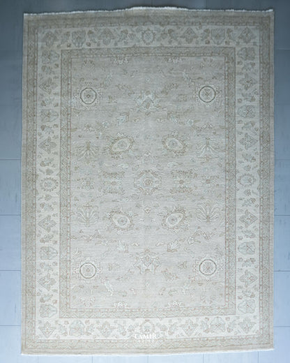 Chobi Afghani handmade organic handspun wool rug, 9x12 ft