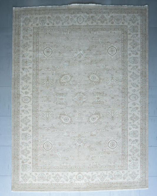 Chobi Afghani handmade organic handspun wool rug, 9x12 ft