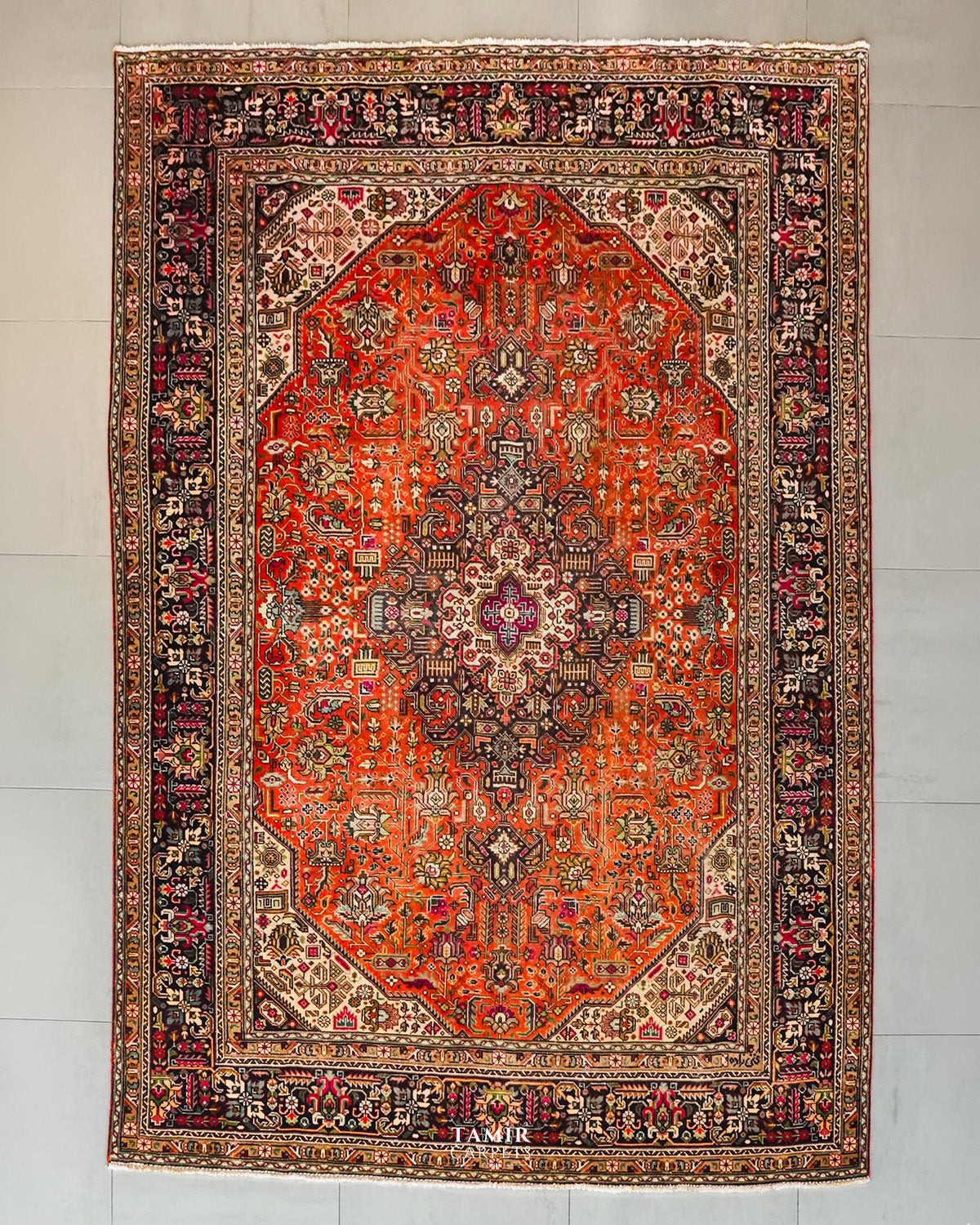 Tabraiz Persian handmade organic handspun wool rug, 7x10 ft