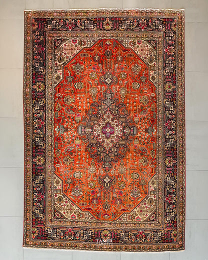 Tabraiz Persian handmade organic handspun wool rug, 7x10 ft