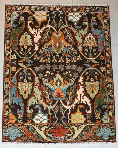 Bidjaar Afghan handmade wool rug, 8x10 ft, vegetable dyed