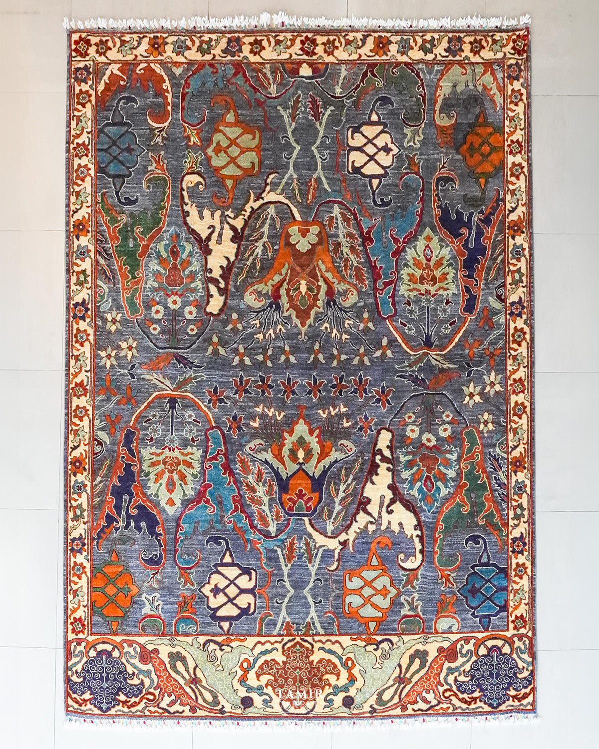 Bidjaar Afghan handmade vegetable-dyed organic handspun wool rug, 7x10 ft