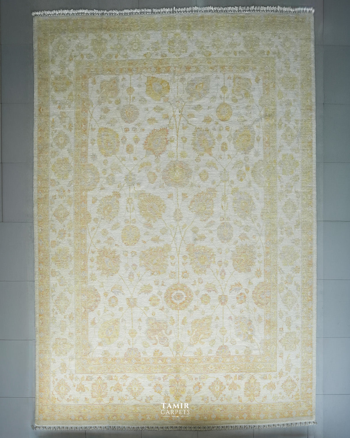 Farhan Afghan handmade organic handspun wool rug, 10x14 ft
