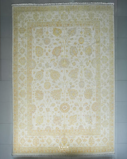 Farhan Afghan handmade organic handspun wool rug, 10x14 ft