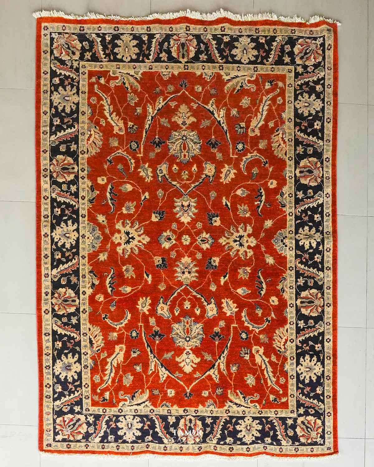 Afghan Chobi handmade organic handspun wool rug, 5x7 ft