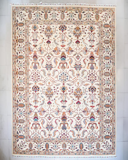 Sultani Afghani handmade organic handspun wool rug, 9x12 ft