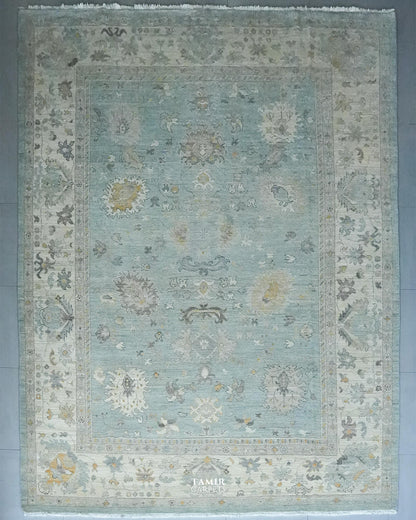 Oushak handmade wool rug, 9x12 ft, vegetable dyed