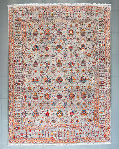 Sultani Afghani handmade organic handspun wool rug, 9x12 ft