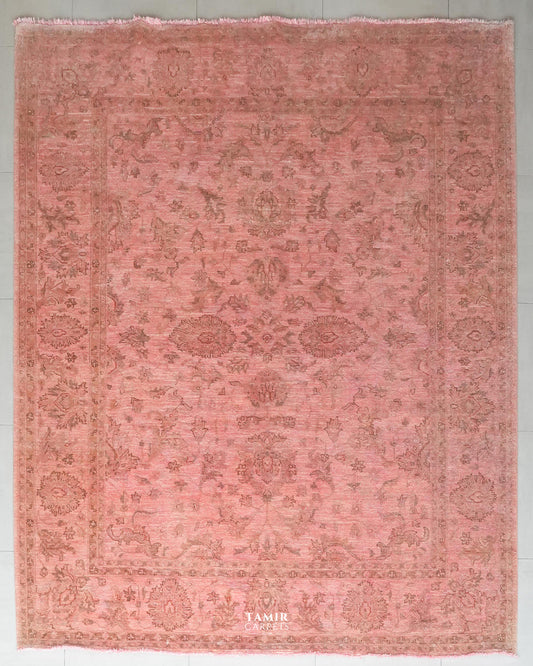 Overdyed Chobi Afghan handmade organic handspun wool rug, 8x10 ft