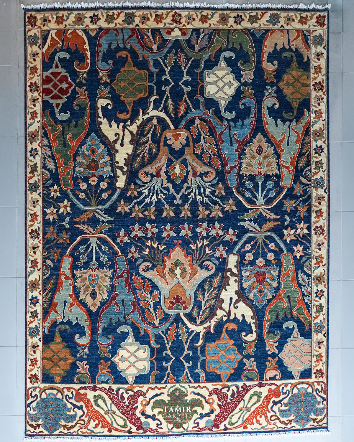 Bidjaar Afghan handmade vegetable-dyed organic handspun wool rug, 9x12 ft