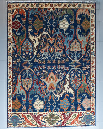 Bidjaar Afghan handmade vegetable-dyed organic handspun wool rug, 9x12 ft