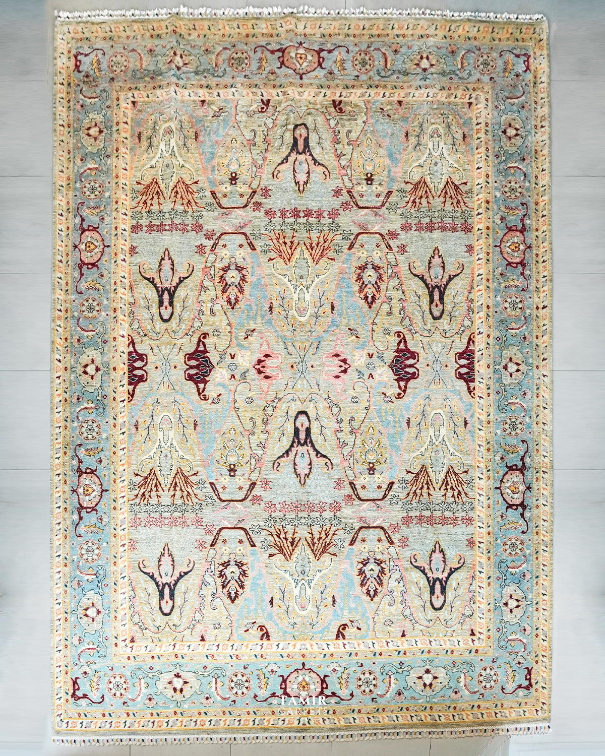 Bidjaar Afghan handmade vegetable-dyed organic handspun wool rug, 10x14 ft