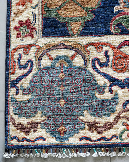Bidjaar Afghan handmade vegetable-dyed organic handspun wool rug, 9x12 ft