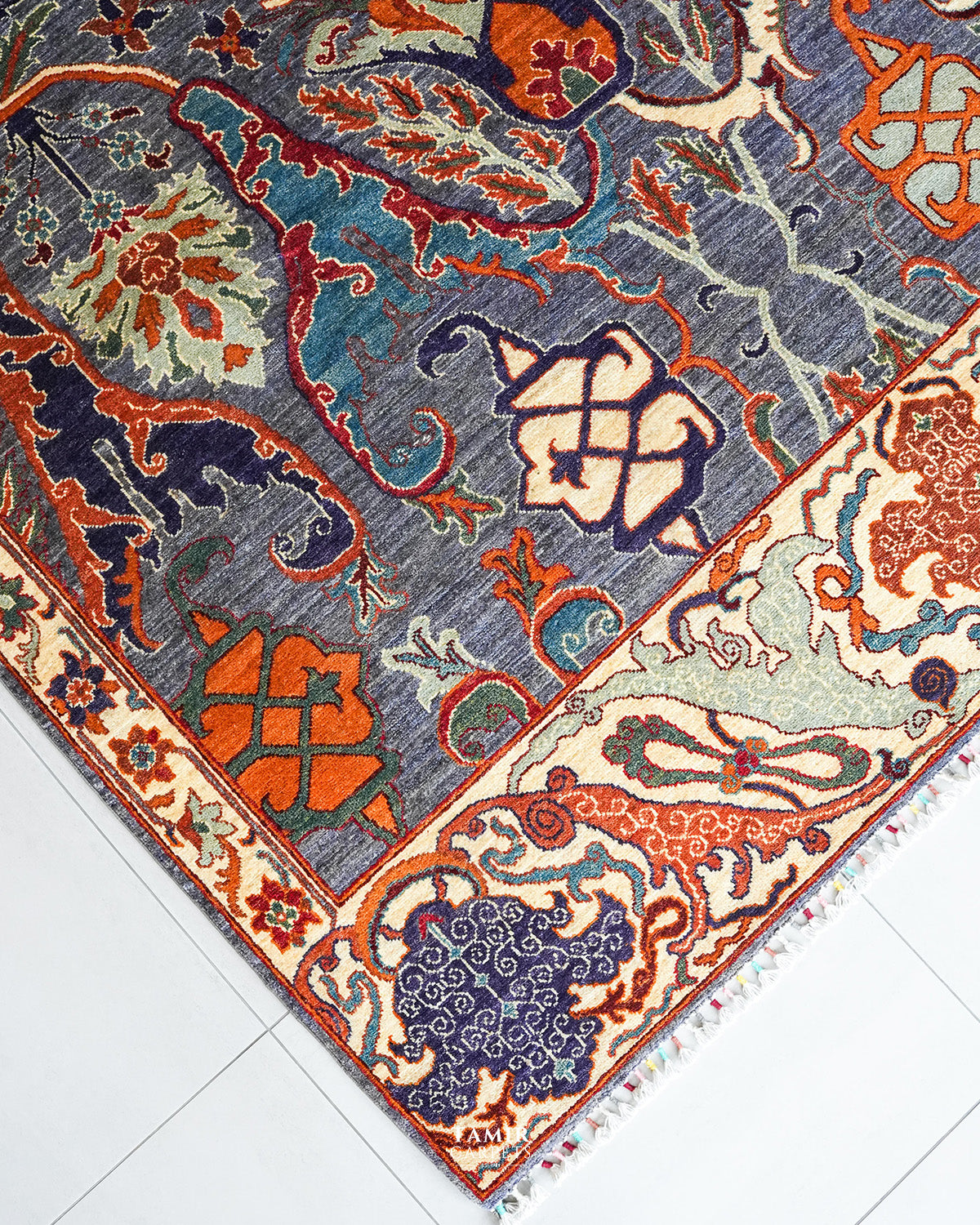 Bidjaar Afghan handmade vegetable-dyed organic handspun wool rug, 7x10 ft