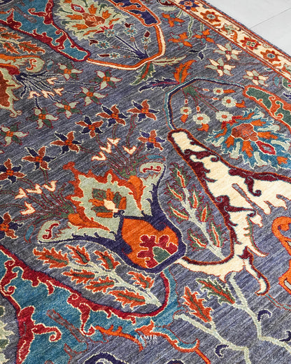 Bidjaar Afghan handmade vegetable-dyed organic handspun wool rug, 7x10 ft