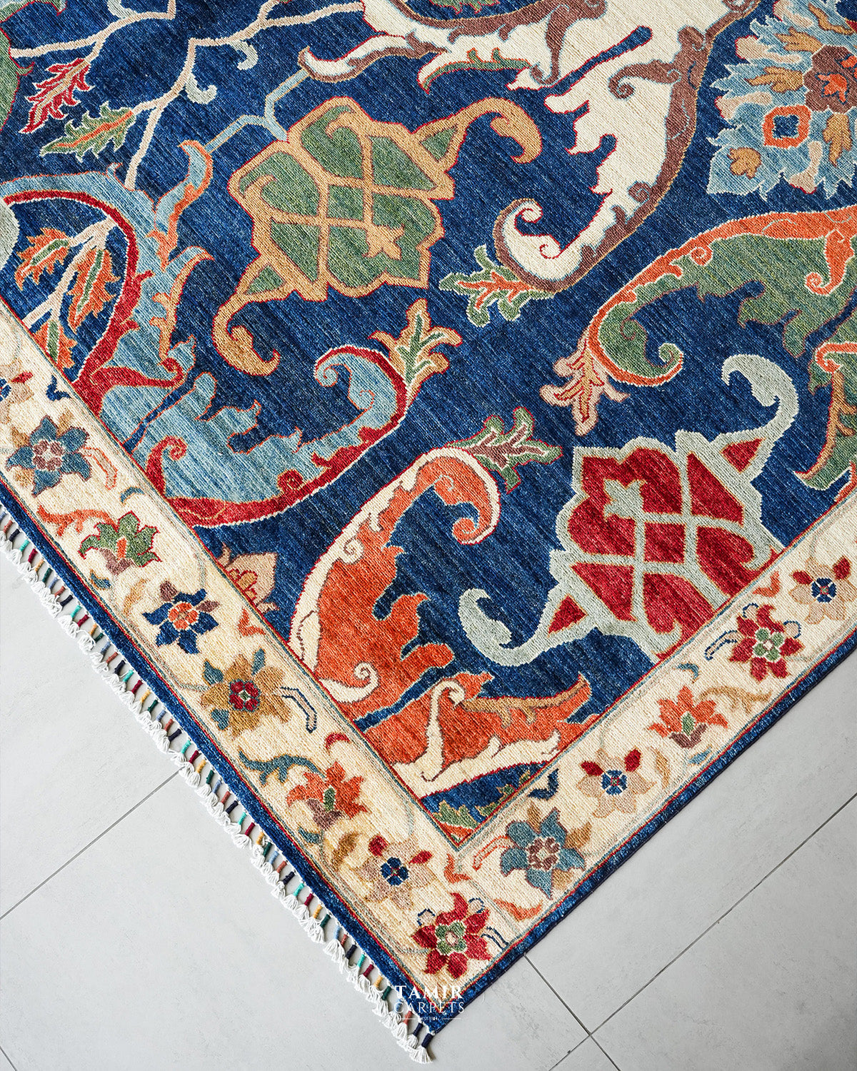 Bidjaar Afghan handmade vegetable-dyed organic handspun wool rug, 9x12 ft