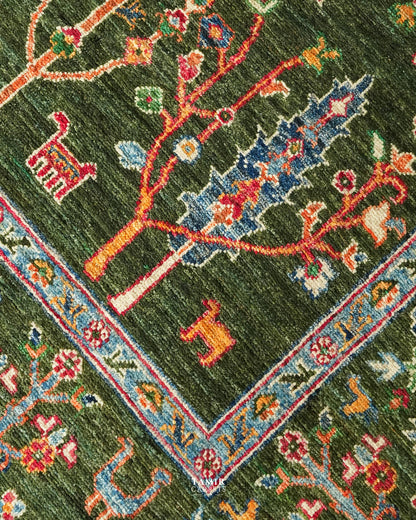 Khurjeen Afghan handmade organic handspun wool rug, 5x7 ft