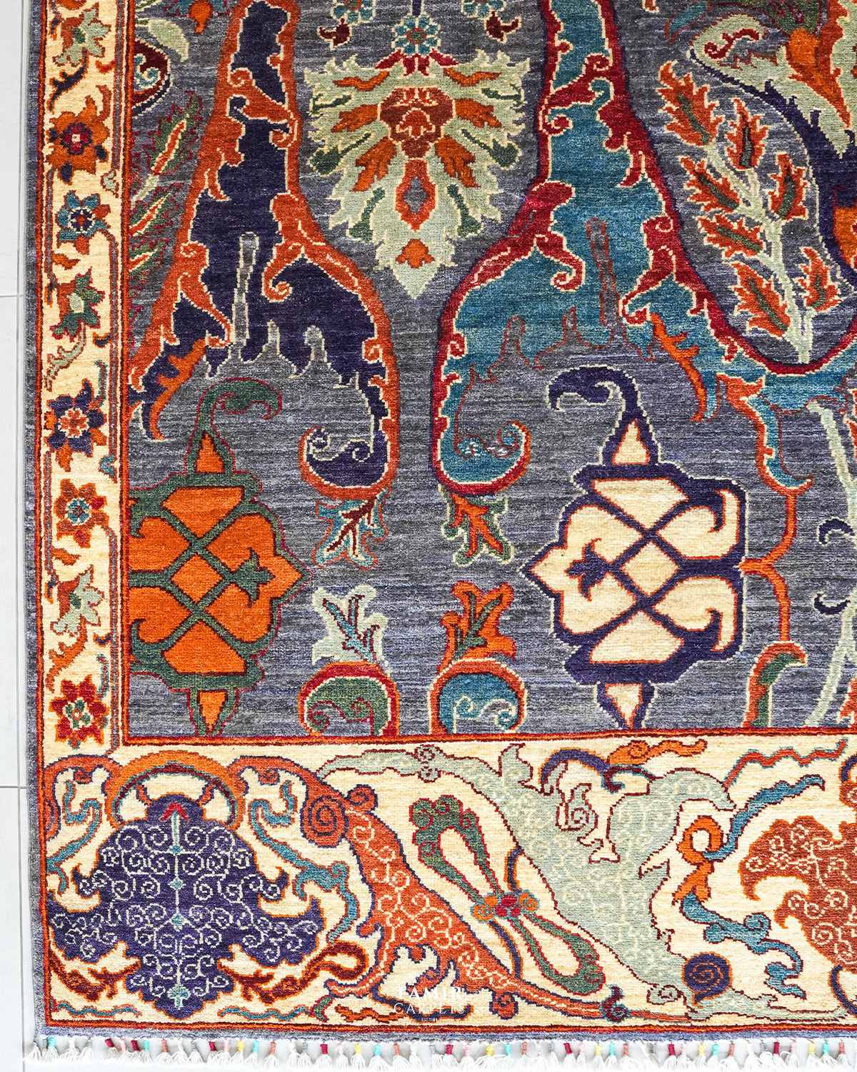 Bidjaar Afghan handmade vegetable-dyed organic handspun wool rug, 7x10 ft