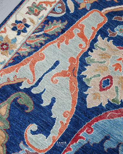 Bidjaar Afghan handmade vegetable-dyed organic handspun wool rug, 9x12 ft