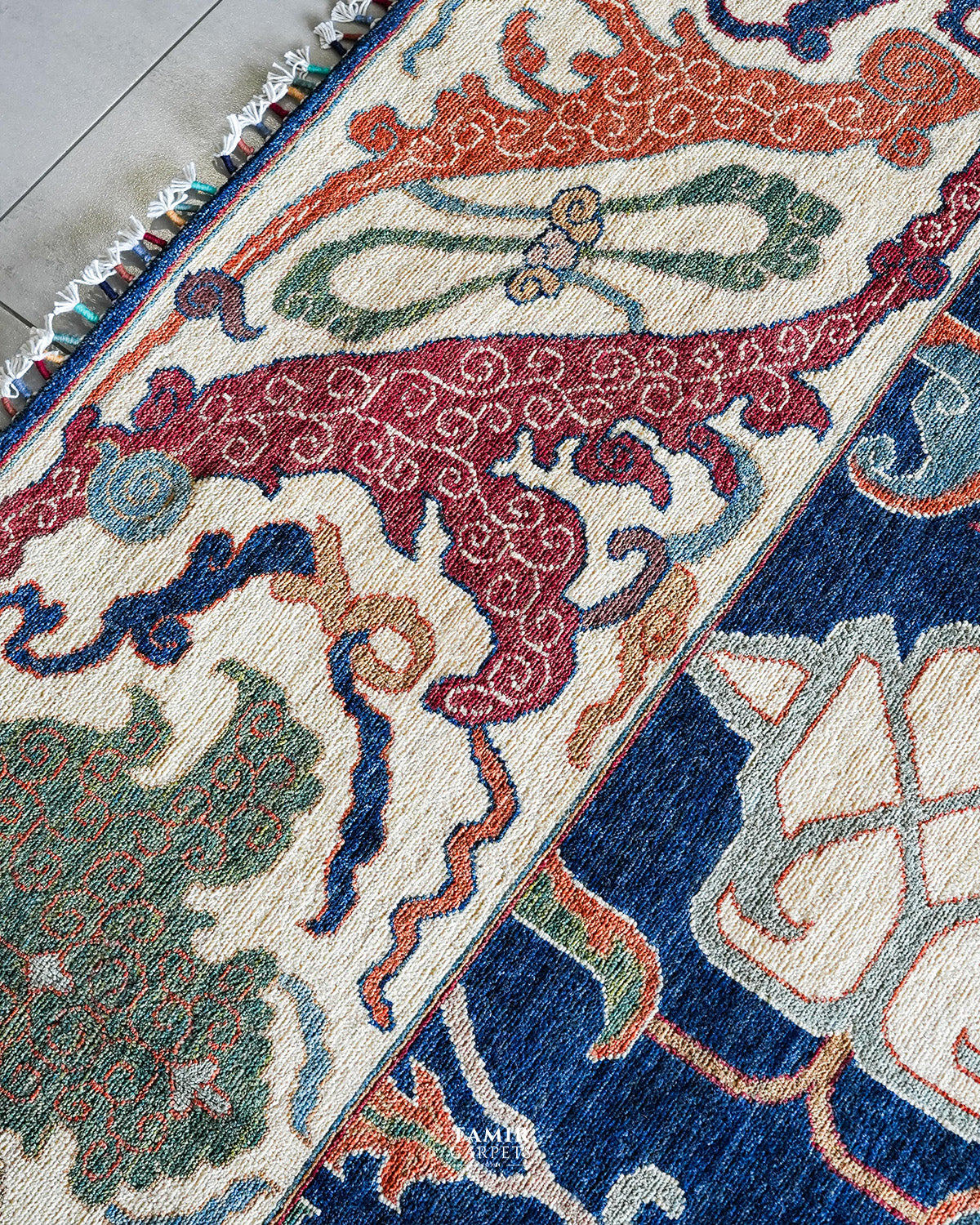 Bidjaar Afghan handmade vegetable-dyed organic handspun wool rug, 9x12 ft