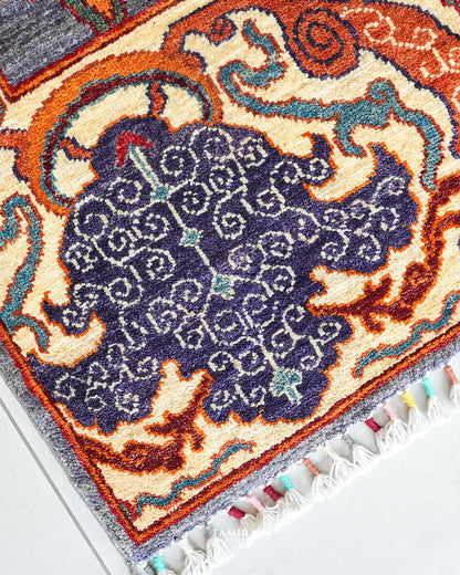 Bidjaar Afghan handmade vegetable-dyed organic handspun wool rug, 7x10 ft