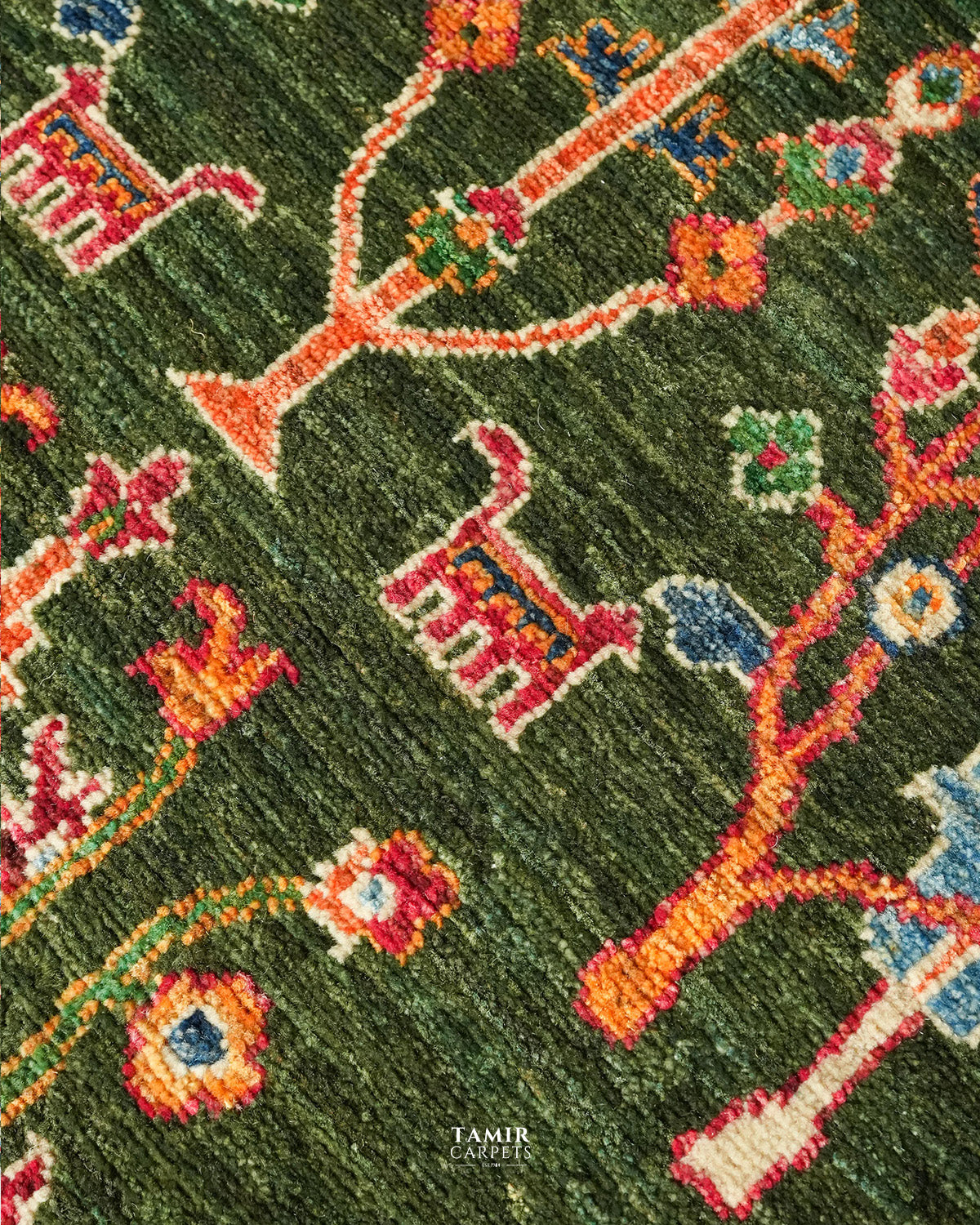 Khurjeen Afghan handmade organic handspun wool rug, 5x7 ft