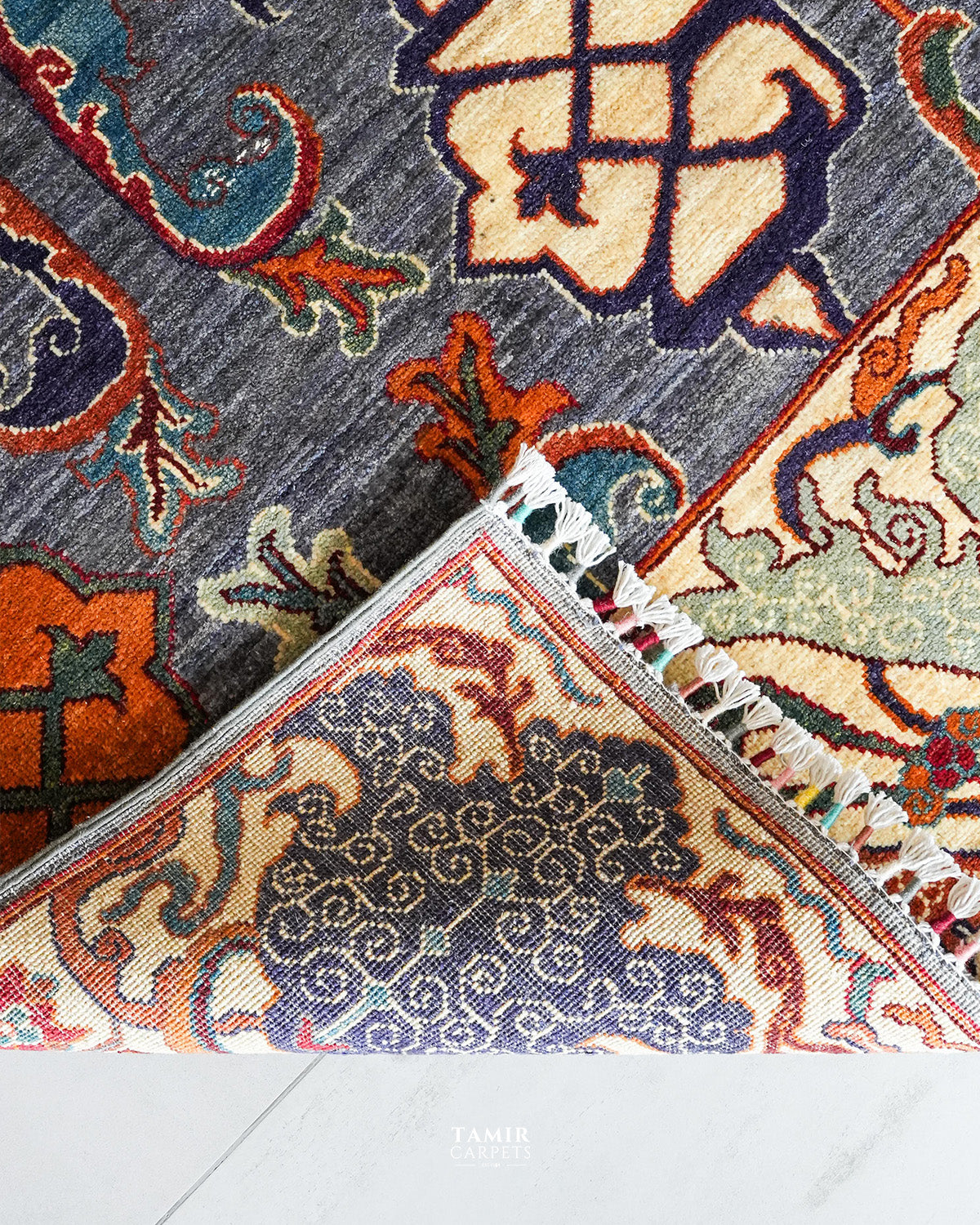 Bidjaar Afghan handmade vegetable-dyed organic handspun wool rug, 7x10 ft
