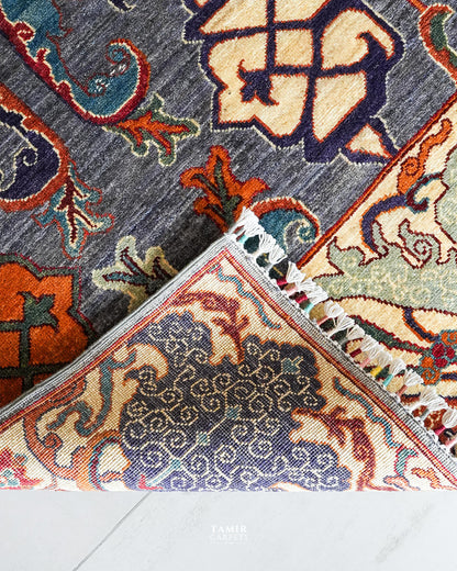 Bidjaar Afghan handmade vegetable-dyed organic handspun wool rug, 7x10 ft
