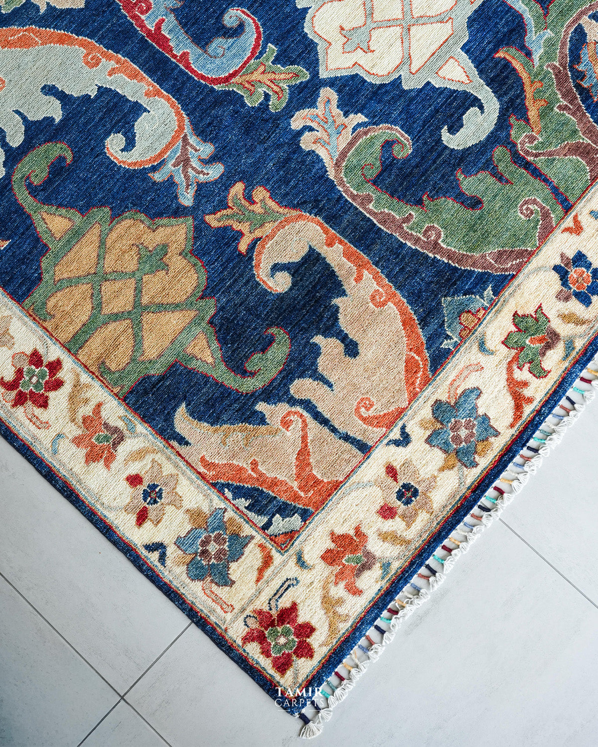 Bidjaar Afghan handmade vegetable-dyed organic handspun wool rug, 9x12 ft