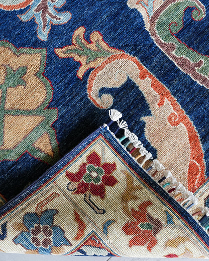 Bidjaar Afghan handmade vegetable-dyed organic handspun wool rug, 9x12 ft