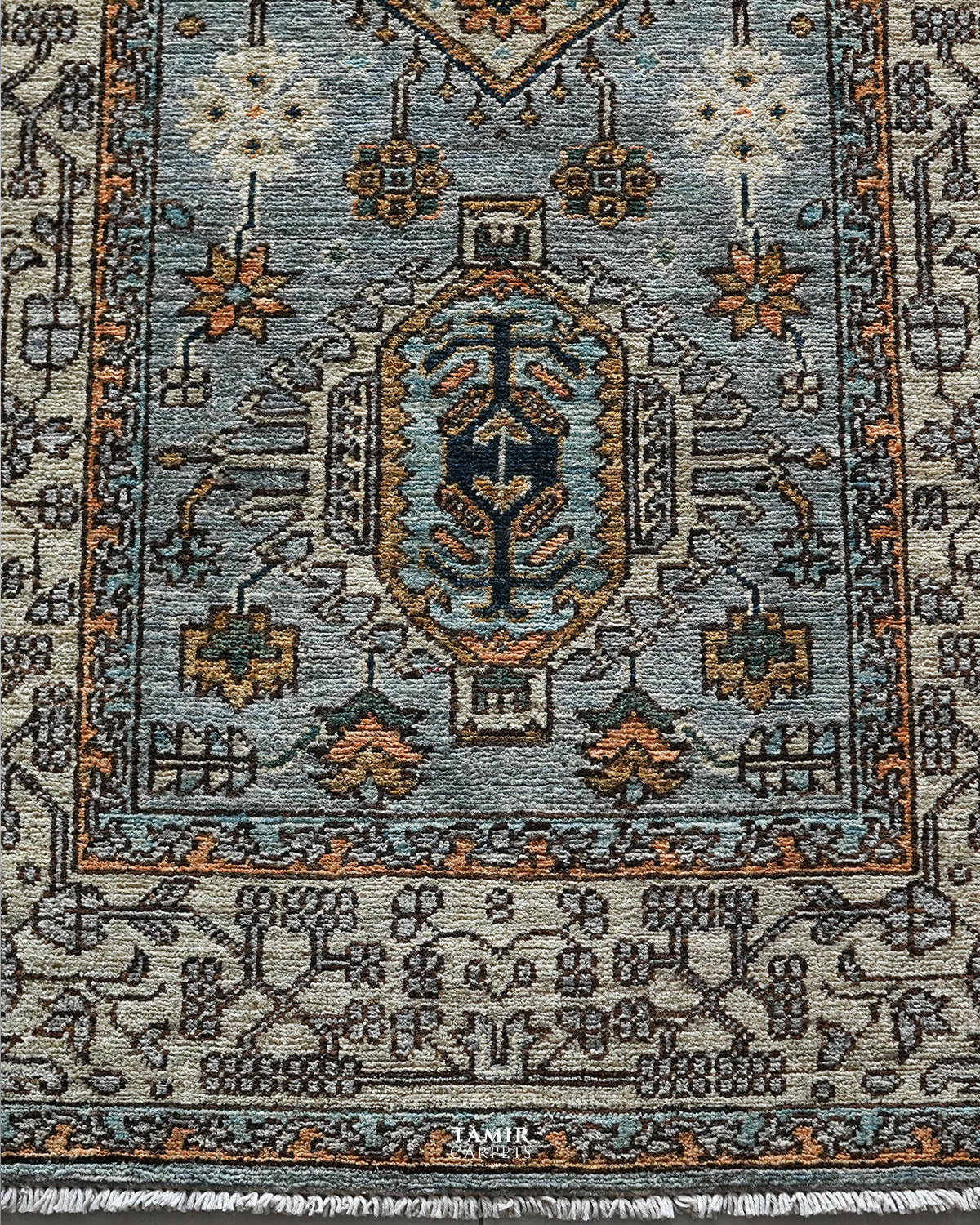 Medallion and border detail at the end of the handmade Chobi Runner