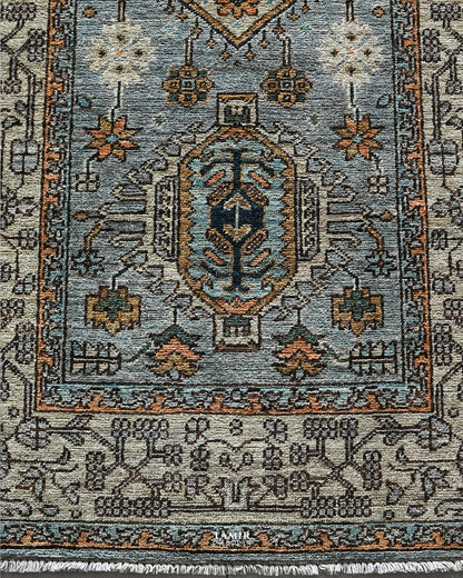 Medallion and border detail at the end of the handmade Chobi Runner