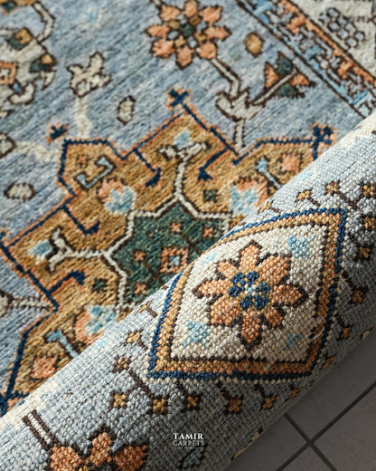 Rolled section of the Chobi Runner showing the thick wool pile