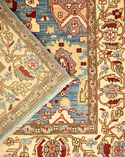 Folded corner with the reverse side of the handmade Sultanabad rug
