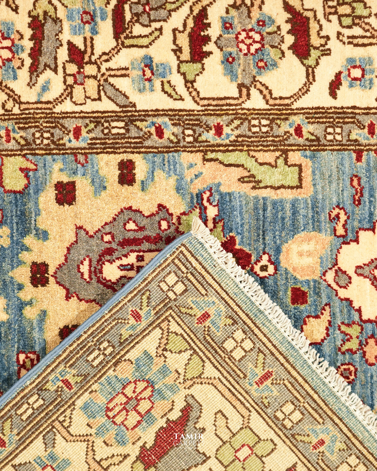 Border and fringe detail on the Sultanabad Afghan rug