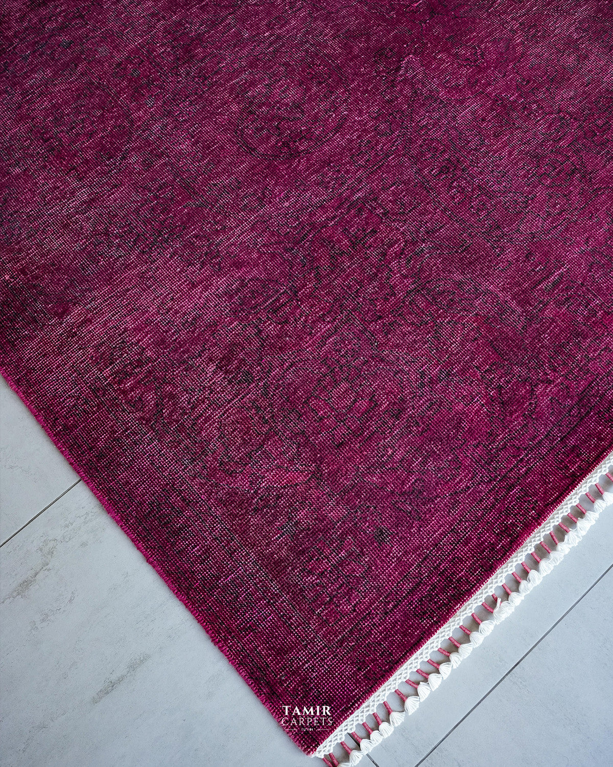 Angled corner view of the Vintage Overdyed 6x9 rug